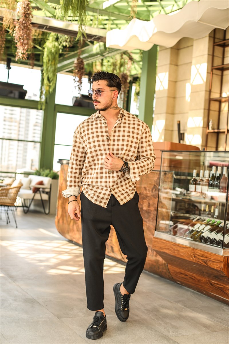 Kareli İnce Oversize Pamuklu Gömlek