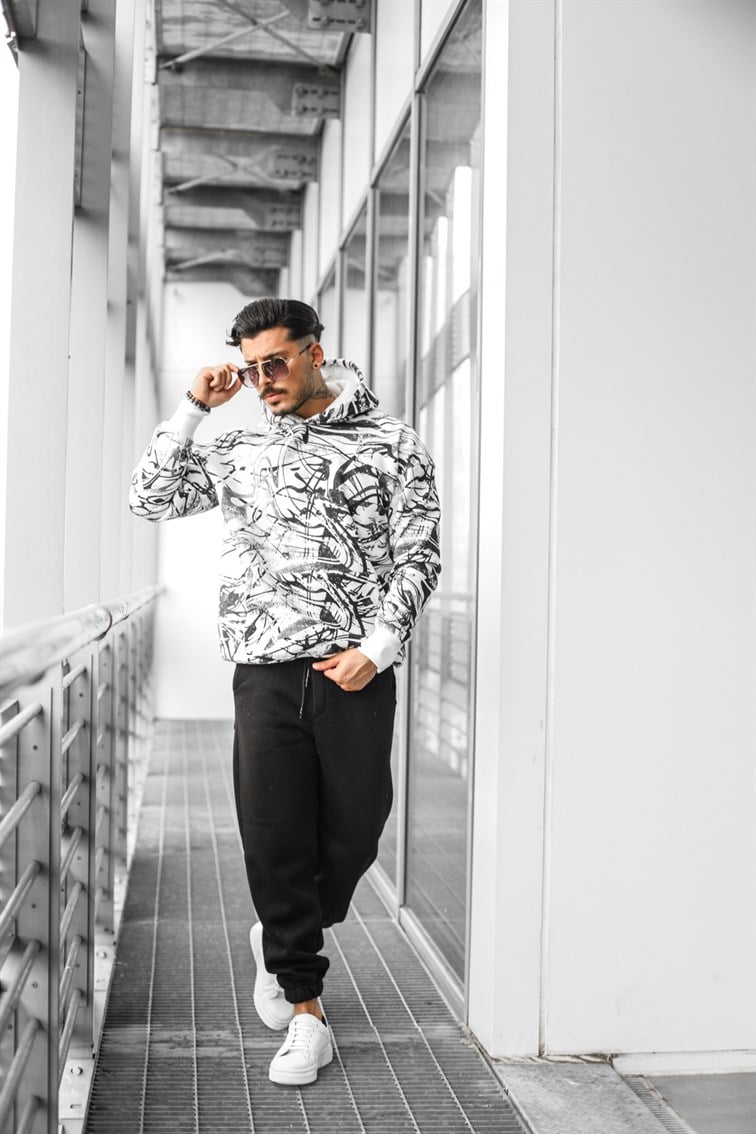 Karmaşık Desenli Oversize Sweatshirt