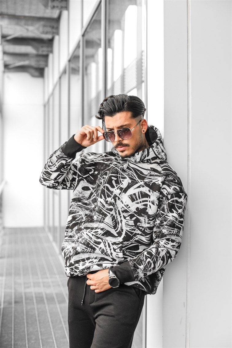 Karmaşık Desenli Oversize Sweatshirt