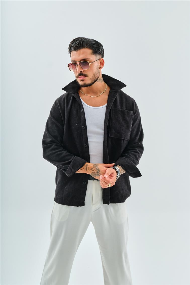 Kaşe Oduncu Oversize Gömlek/Ceket Siyah