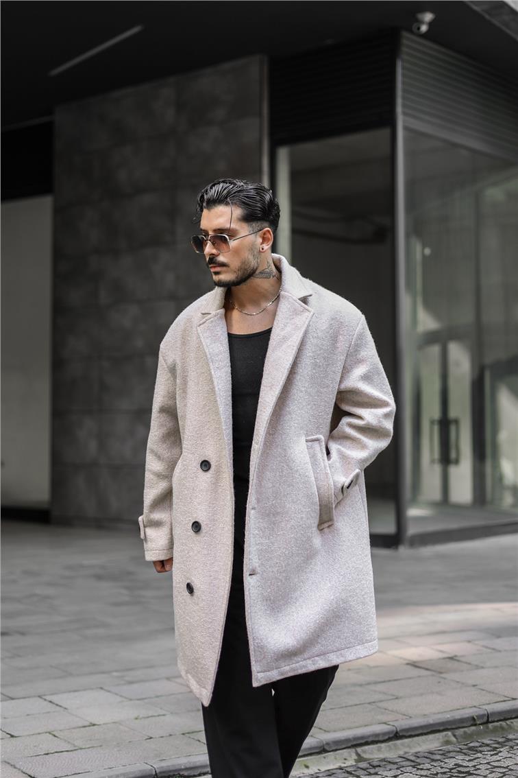Kaşe Oversize Kaban Krem