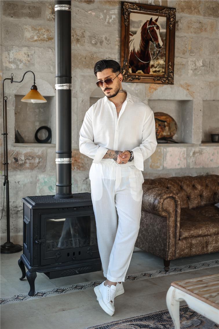 Katen Basic Boyfriend Pantolon Beyaz