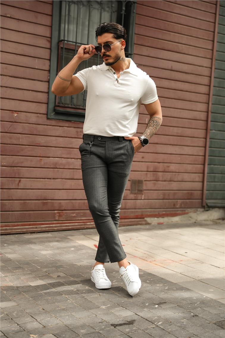 Kendinden İşlemeli Office Boy Kumaş Pantolon Antrasit