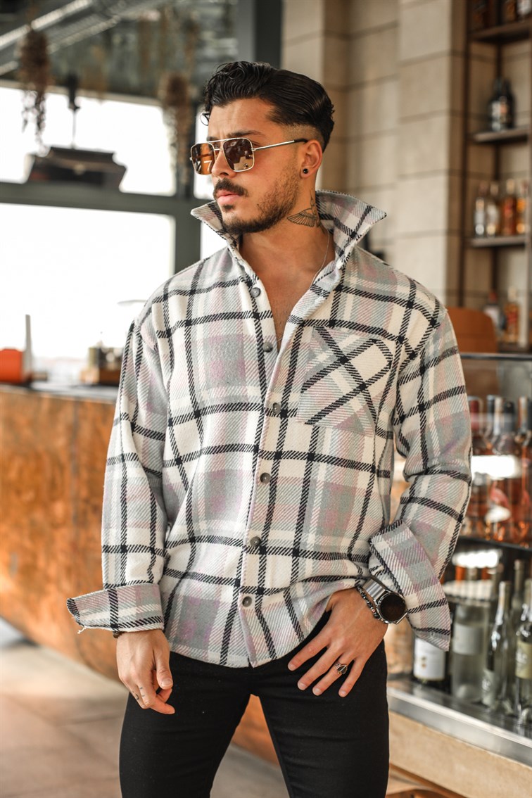 Kesik Çizgili Oduncu Oversize Gömlek