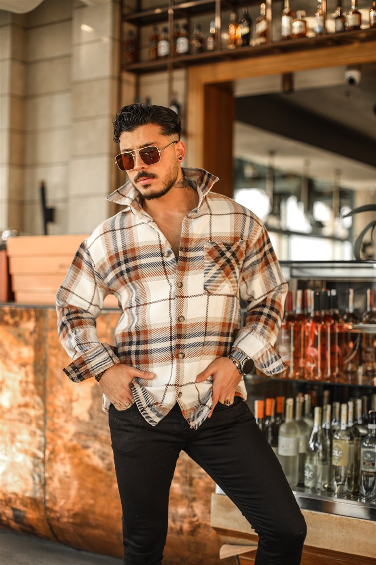 Kesik Çizgili Oduncu Oversize Gömlek