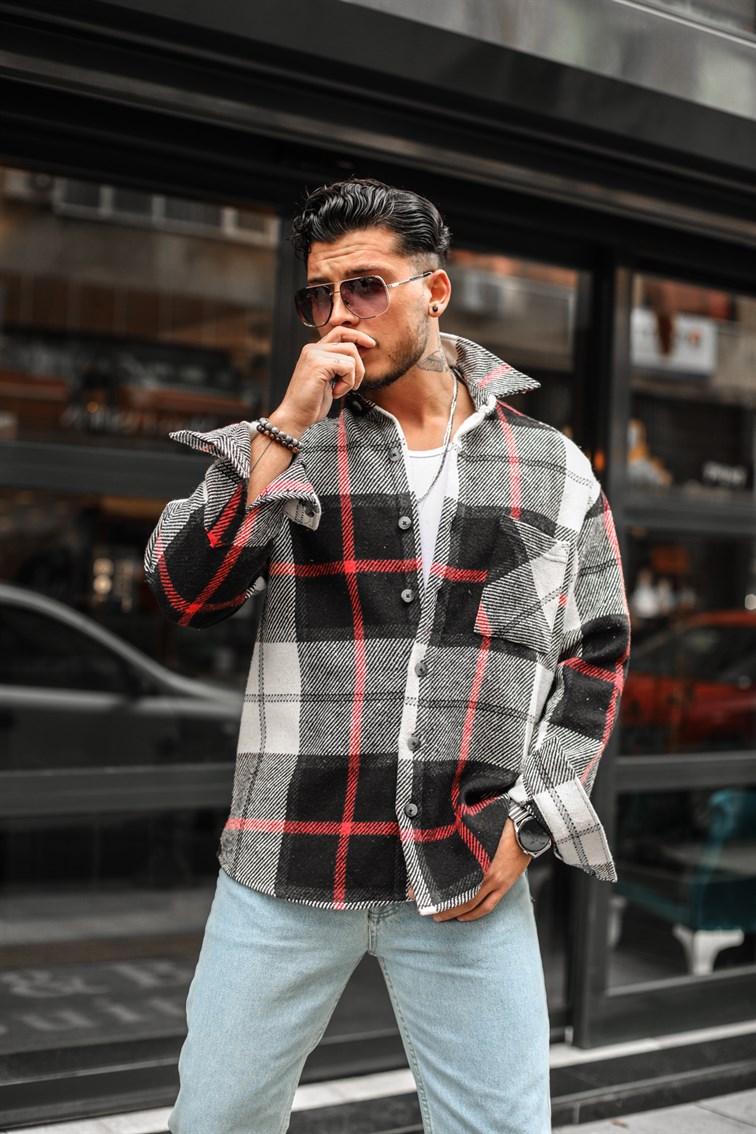 Kesik Çizgili Oduncu Oversize Gömlek
