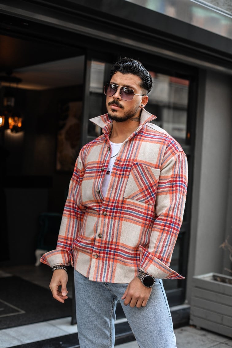 Kesik Çizgili Oduncu Oversize Gömlek