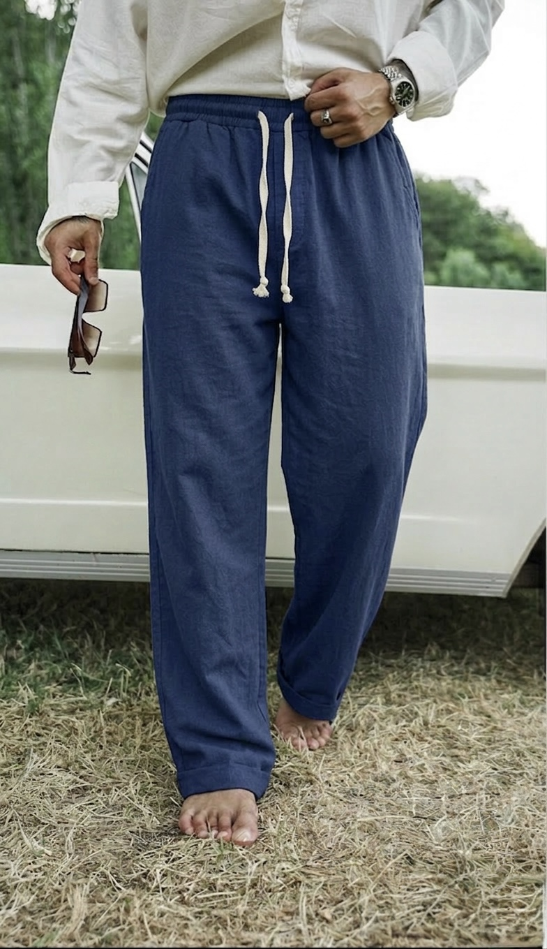 Keten Baggy Pantolon Lacivert