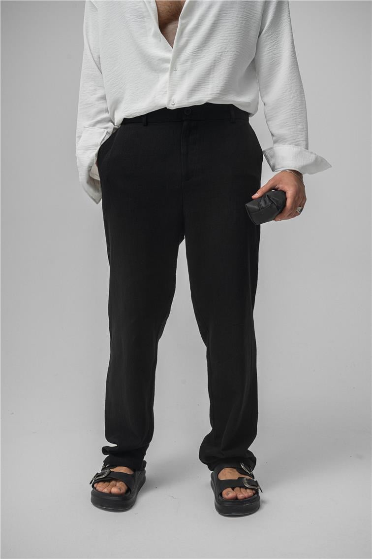 Keten Baggy Pantolon Siyah