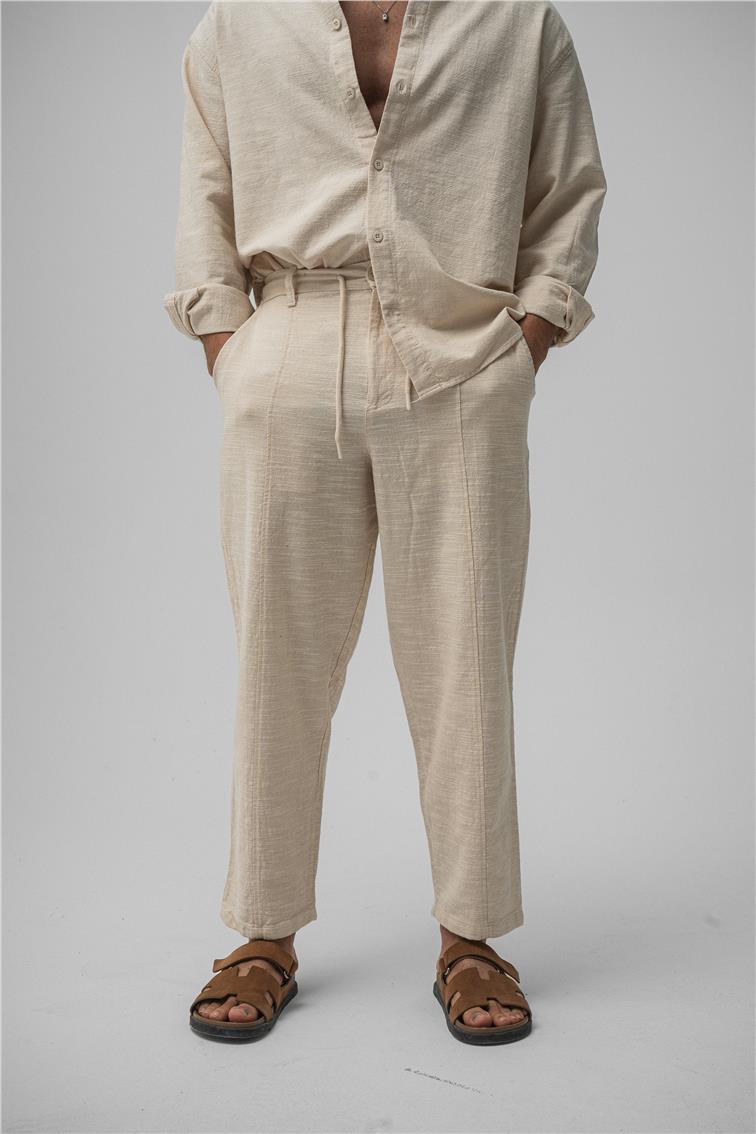Keten Boyfriend Pant. Krem