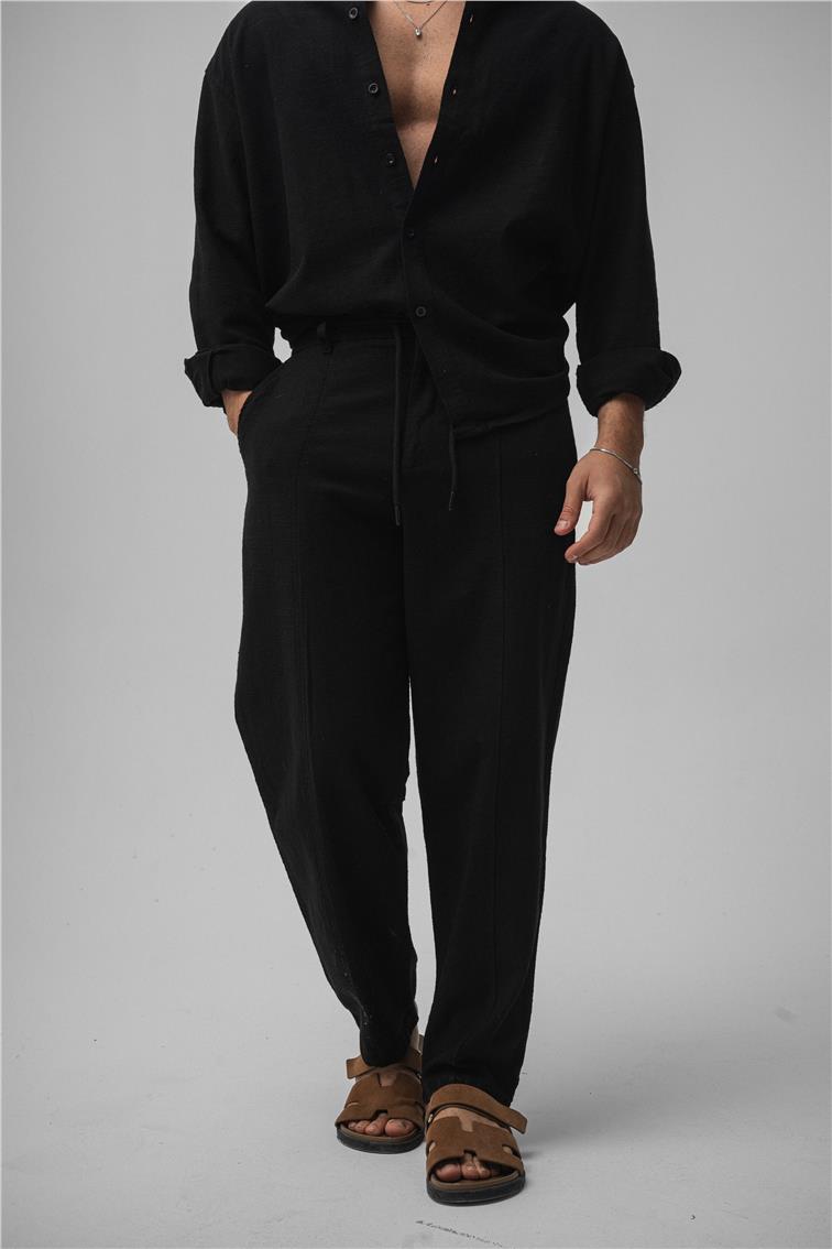 Keten Boyfriend Pant. Siyah
