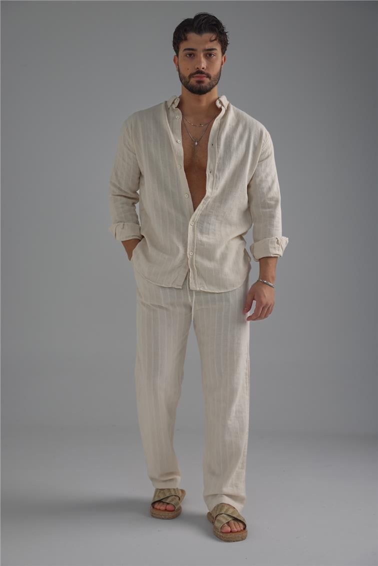 Keten İşlemeli Takım Ekru