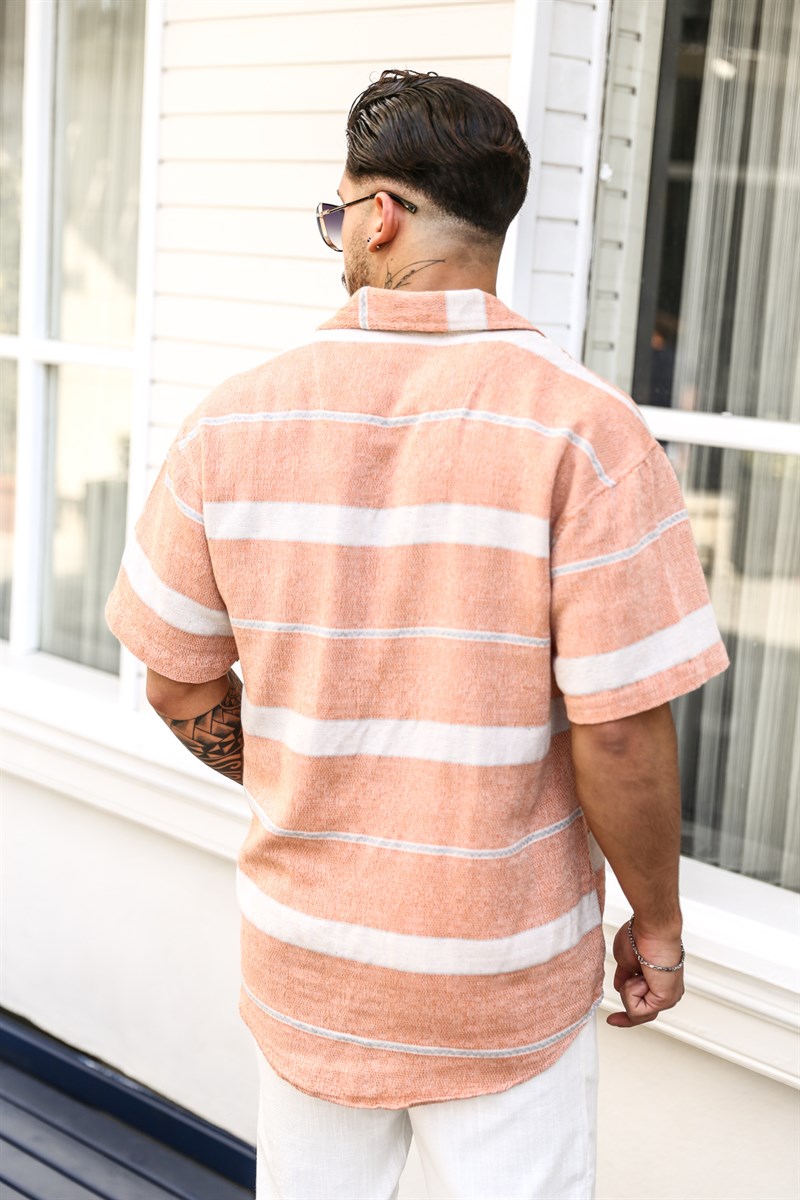 Keten  Kısa Kol  Oversize Gömlek Turuncu · 5