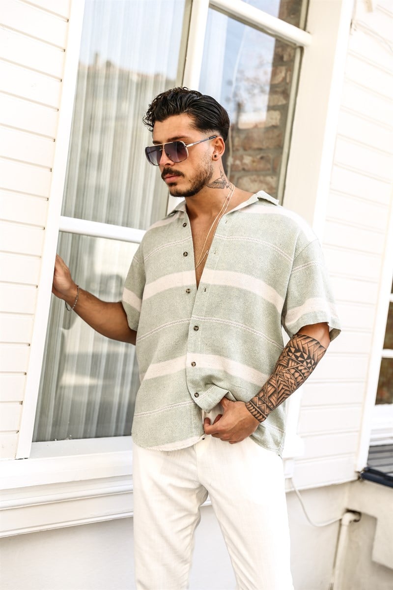 Keten  Kısa Kol  Oversize Gömlek