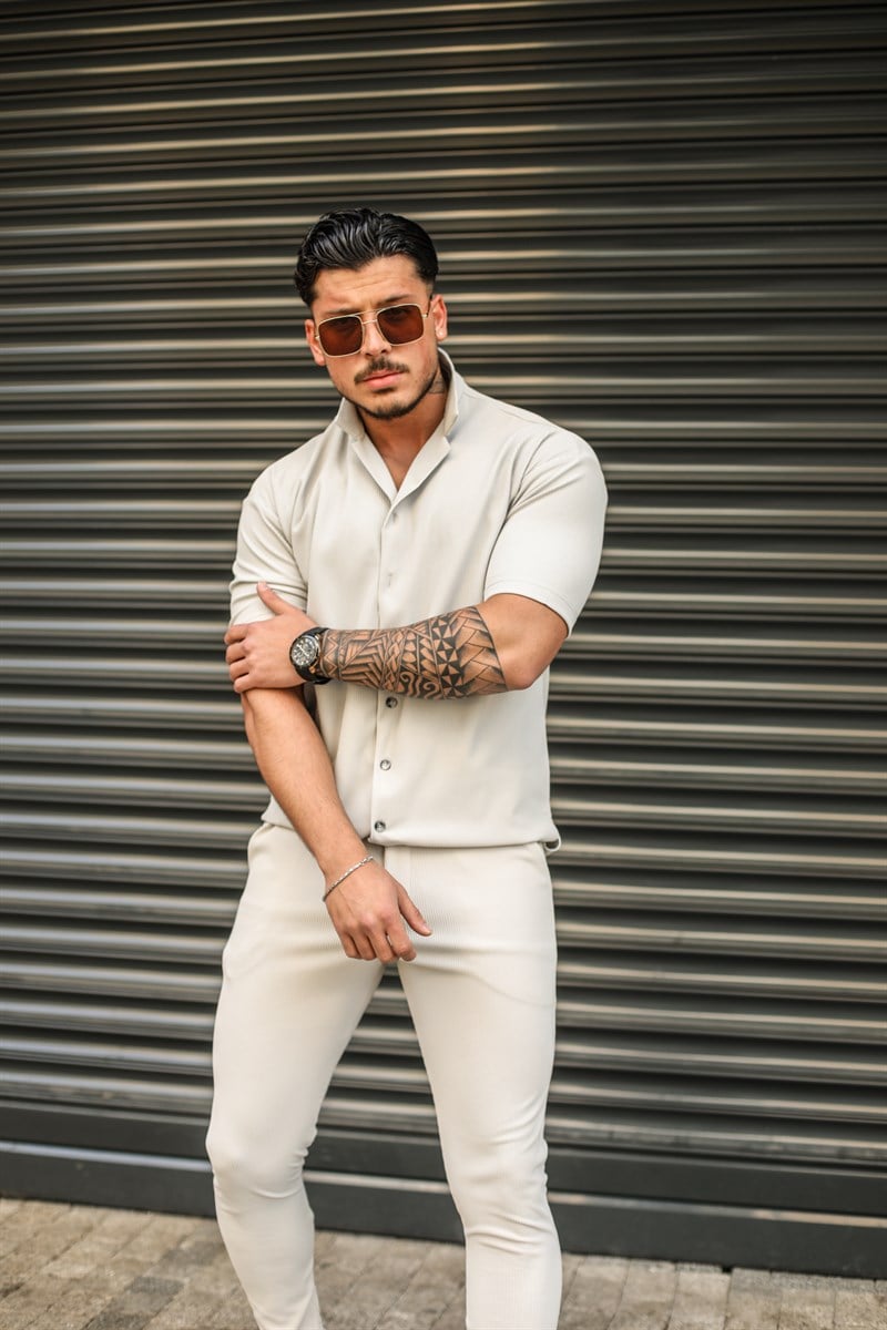 Kısa Kol Fitilli Gömlek