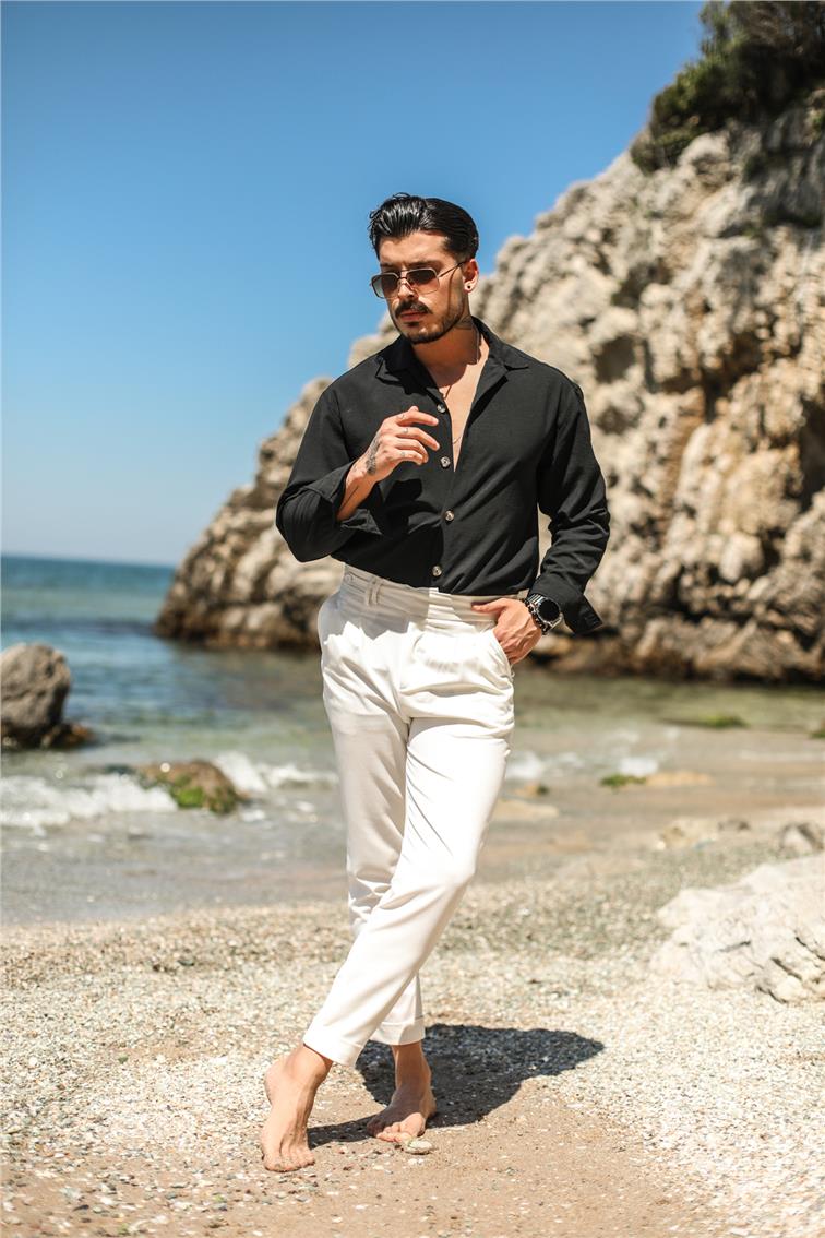 Klasik Actual Kelam Pantolon Beyaz