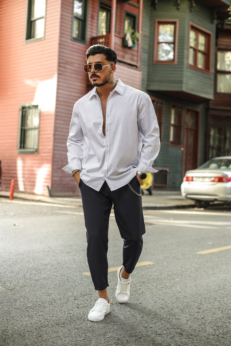 Klasik Çizgili Gömlek