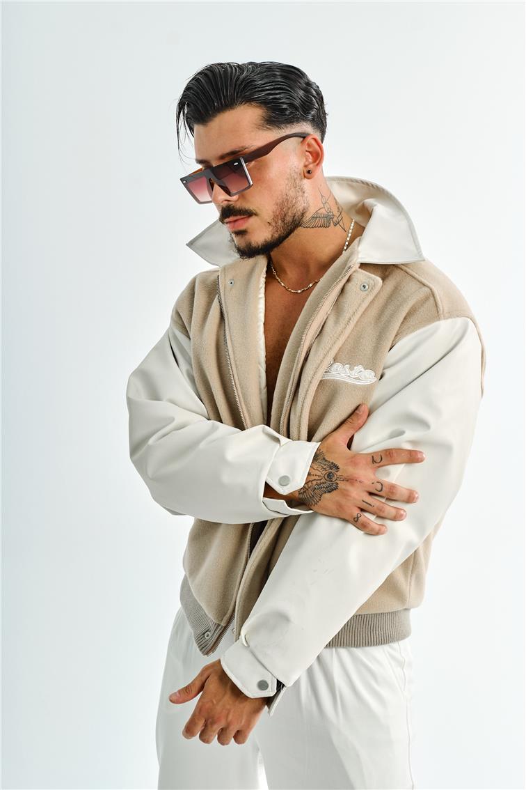 Kollar Deri Oversize Kolej Mont Krem