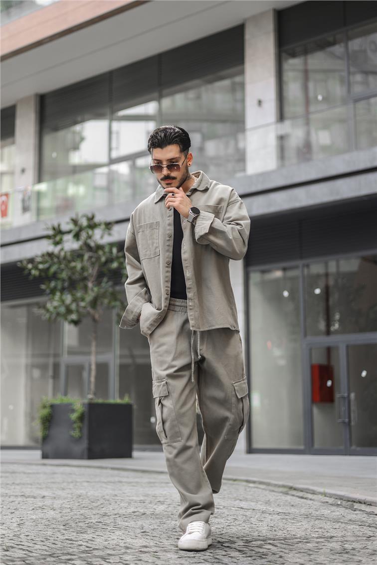 Kot Kargo Cepli Baggy Pantolon Açık Vizon