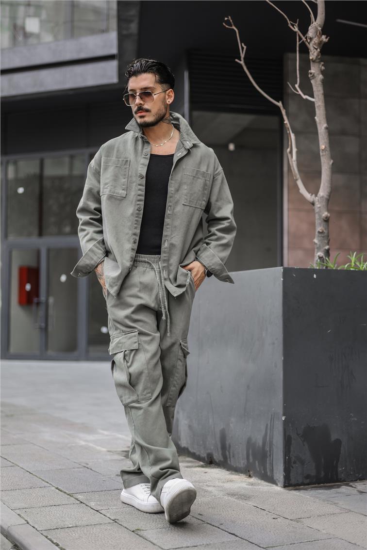 Kot Kargo Cepli Baggy Pantolon Haki