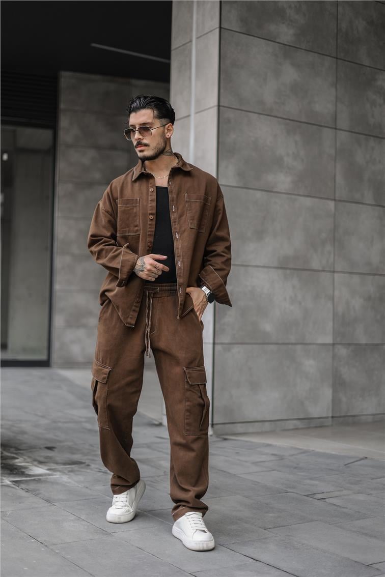 Kot Kargo Cepli Baggy Pantolon Kahve