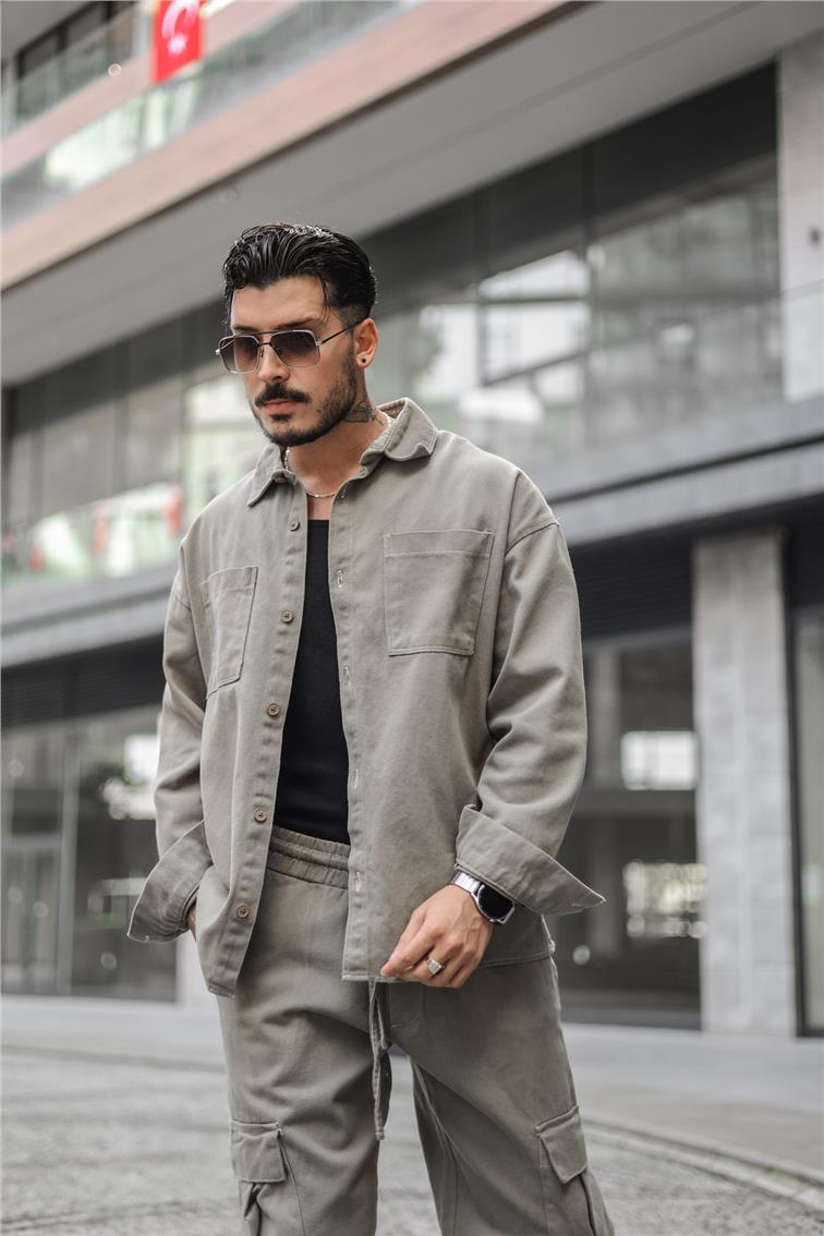 Kot Oversize Gömlek Açık Vizon