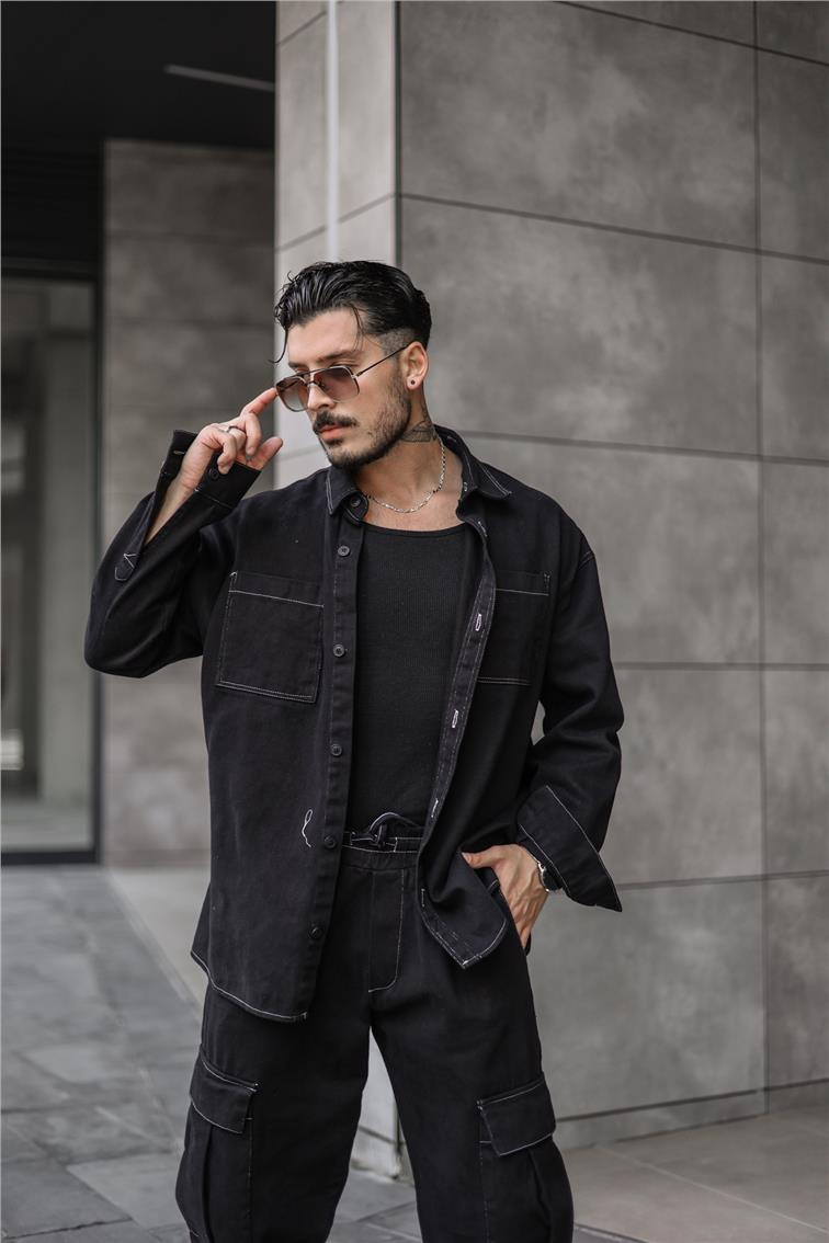 Kot Oversize Gömlek Siyah