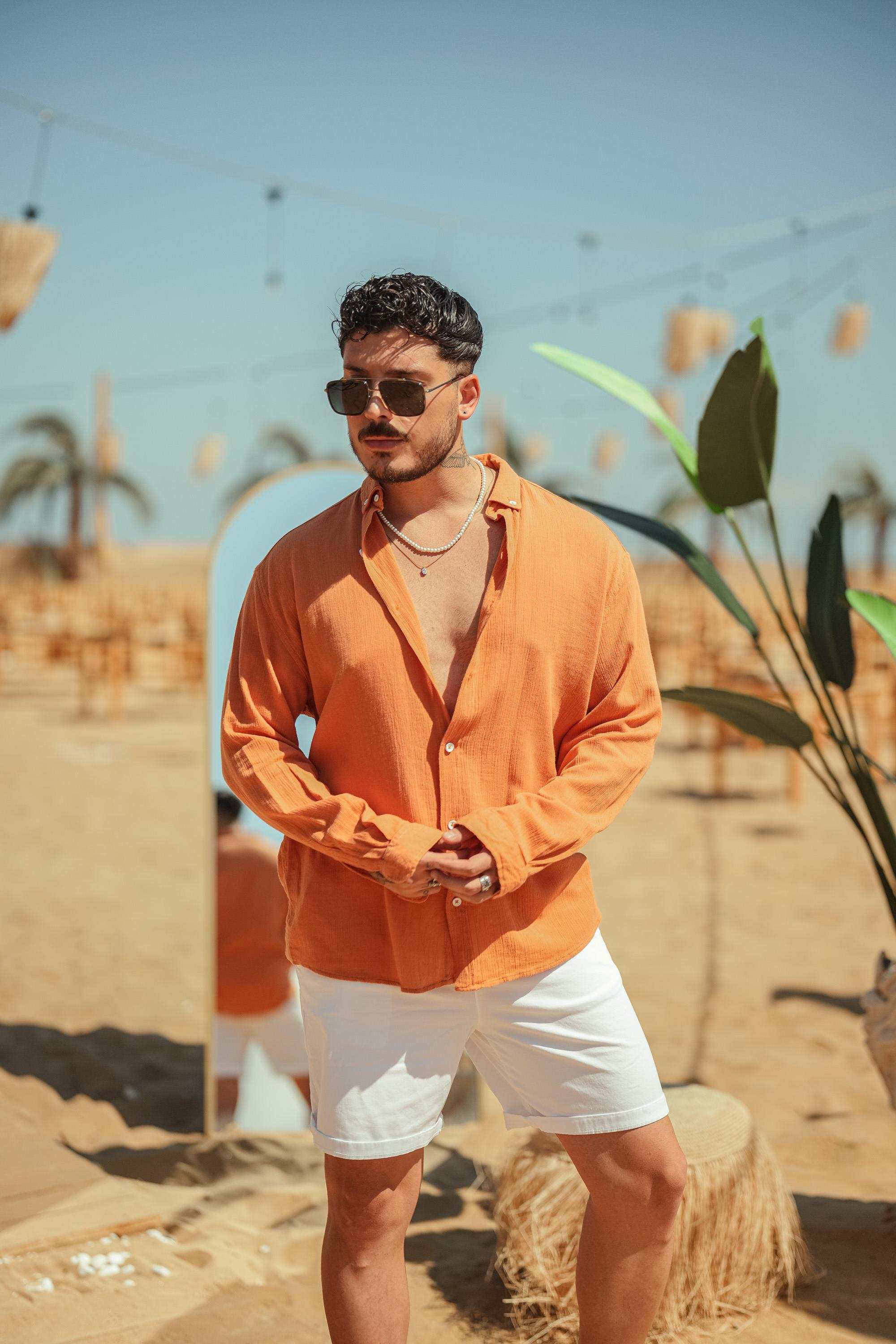 Krinkıl Oversize Gömlek Turuncu