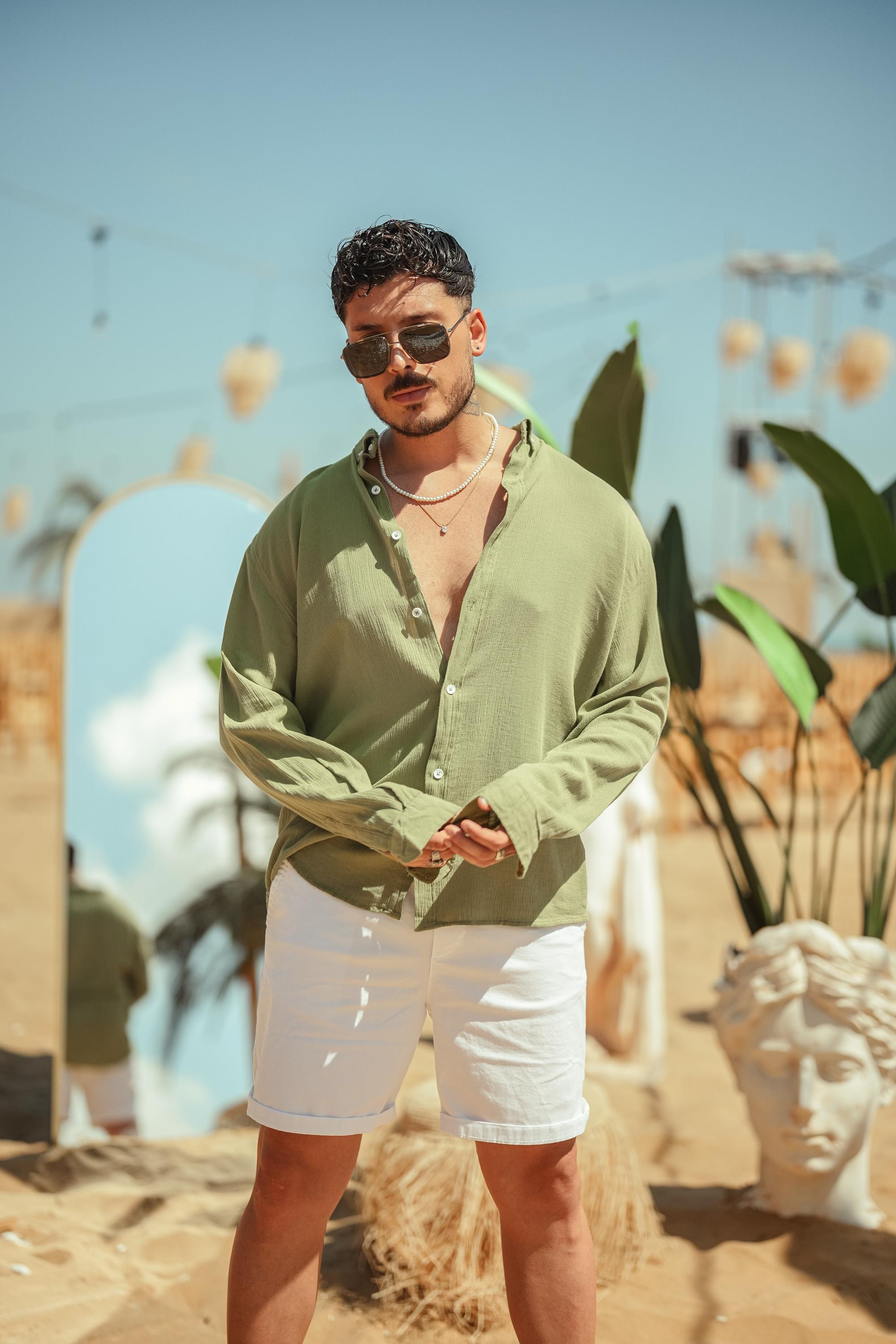 Krinkıl Oversize Gömlek Yeşil