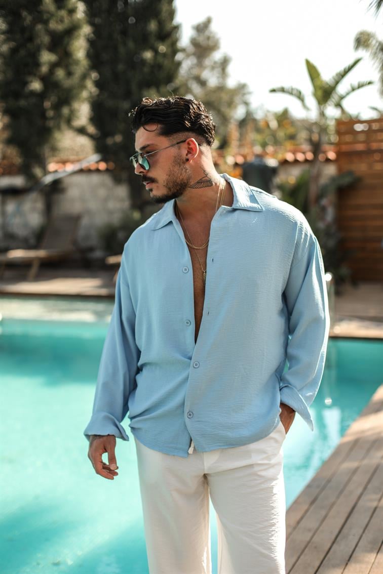 Krinkıl Special Oversize Gömlek Bebe Mavisi