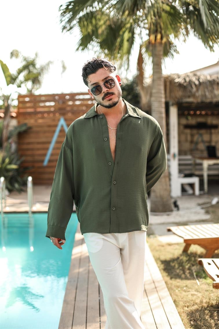 Krinkıl Special Oversize Gömlek Haki