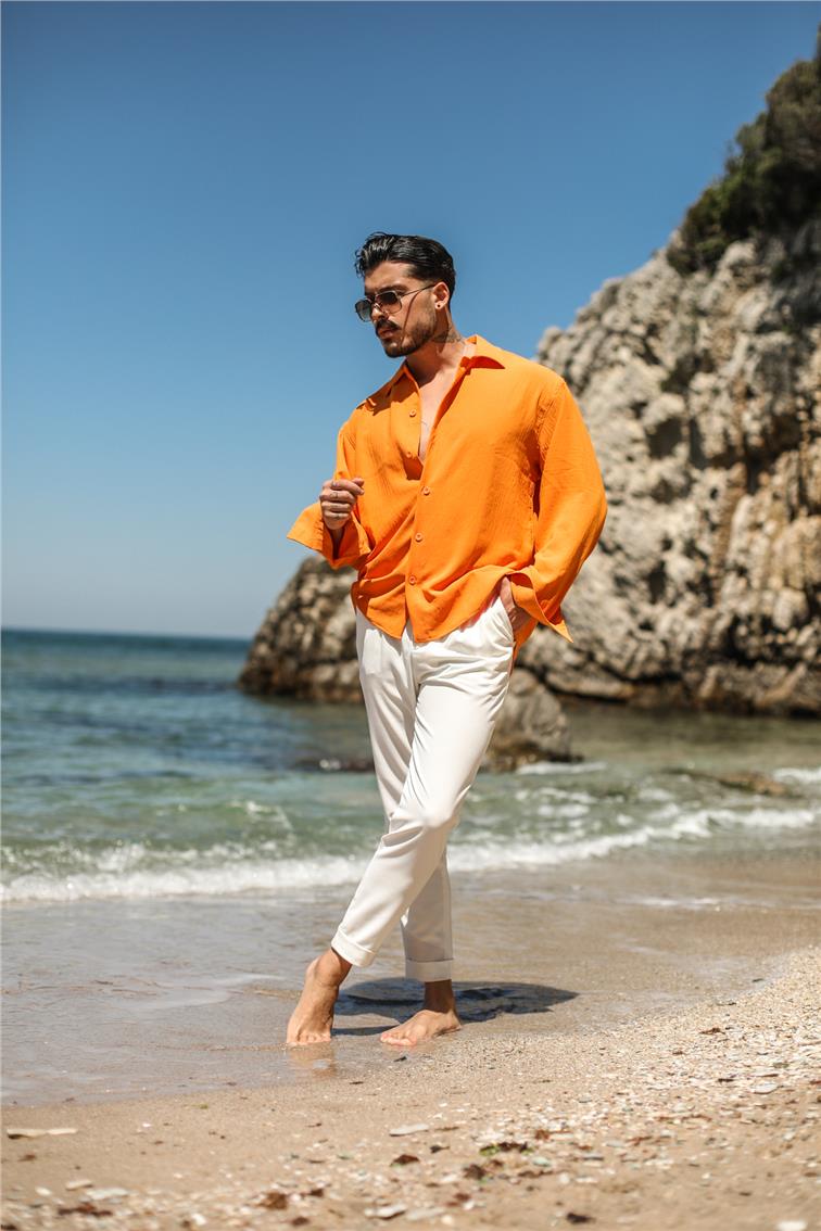 Krinkıl Special Oversize Gömlek Turuncu