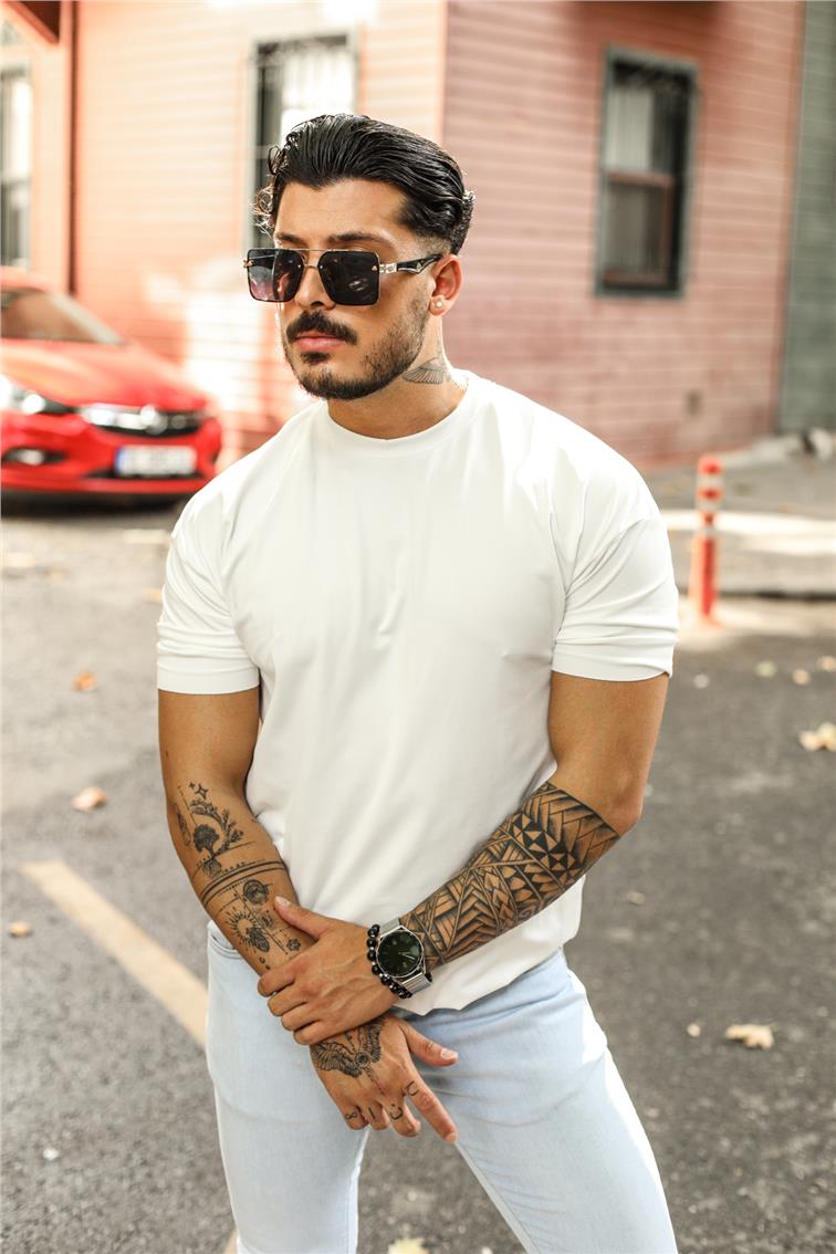 LEAVE SHINE BEHIND Arka Baskılı T-Shirt Beyaz