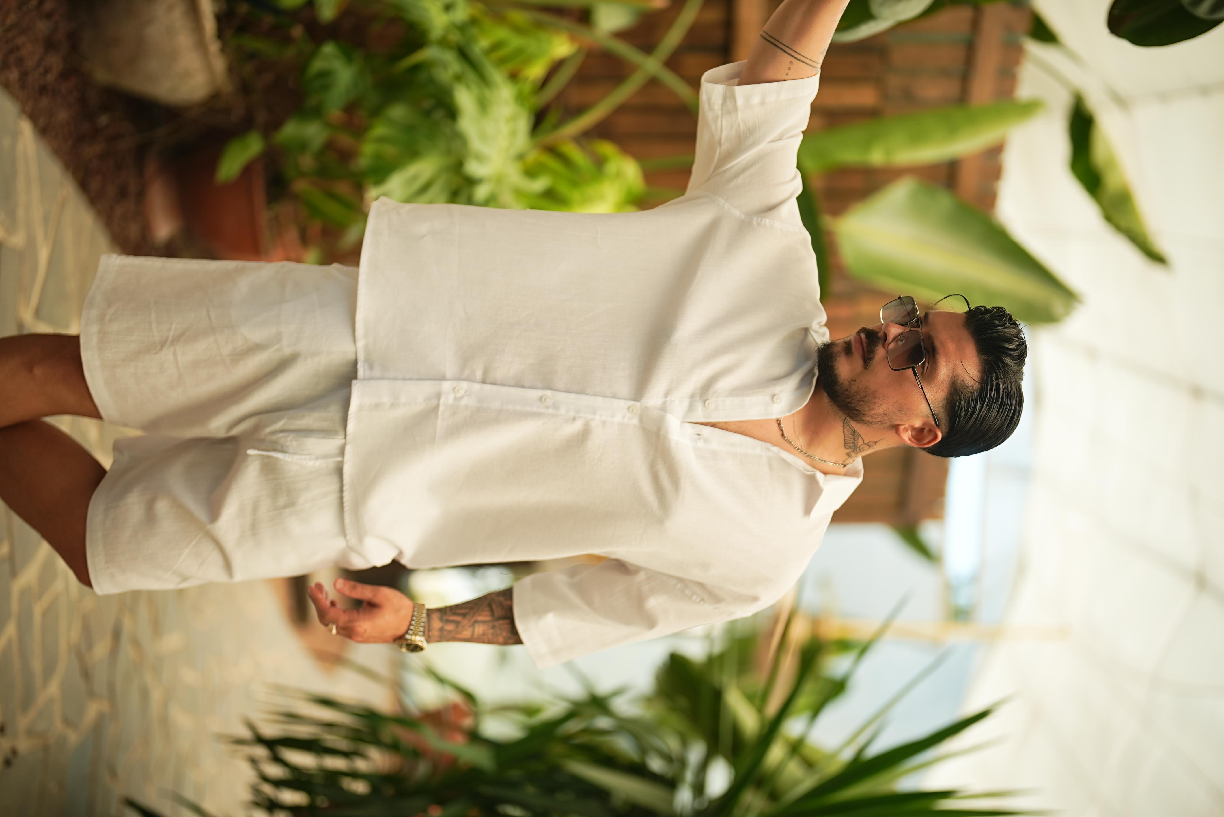 Light Kısa Kol Oversize Gömlek Beyaz