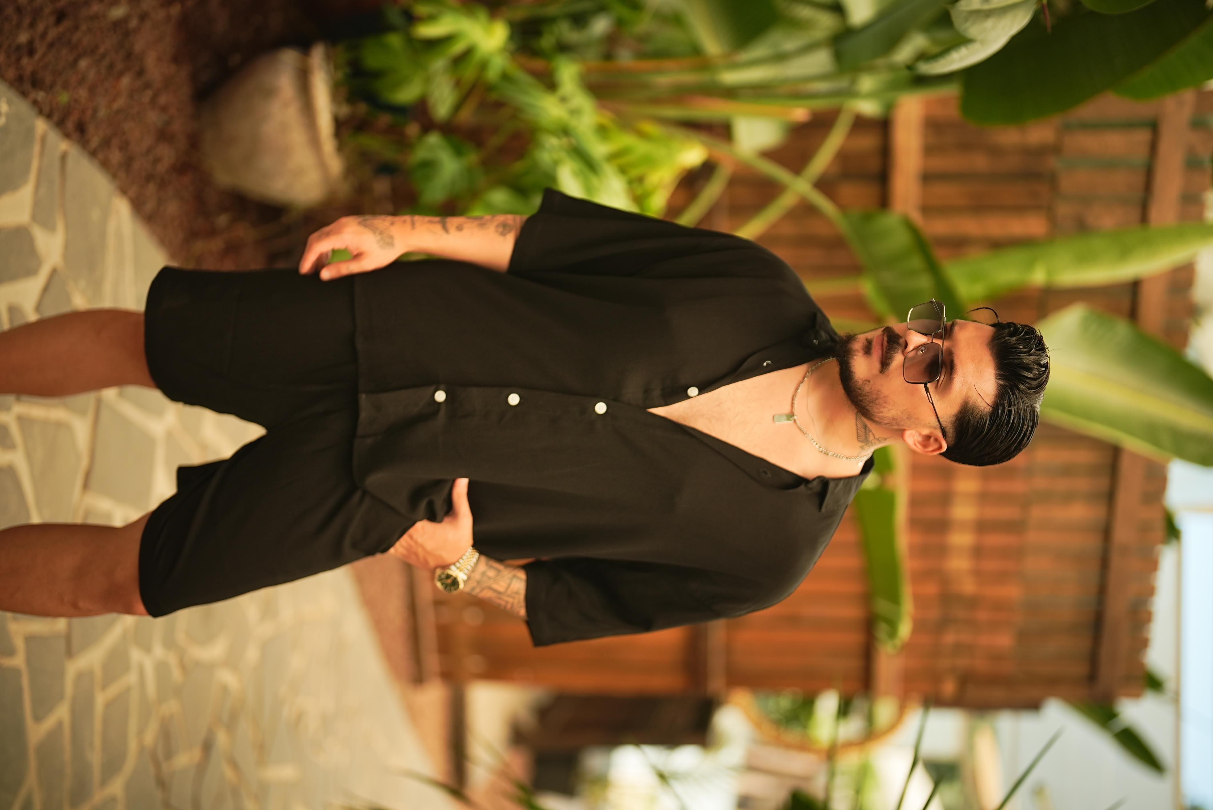 Light Kısa Kol Oversize Gömlek Siyah