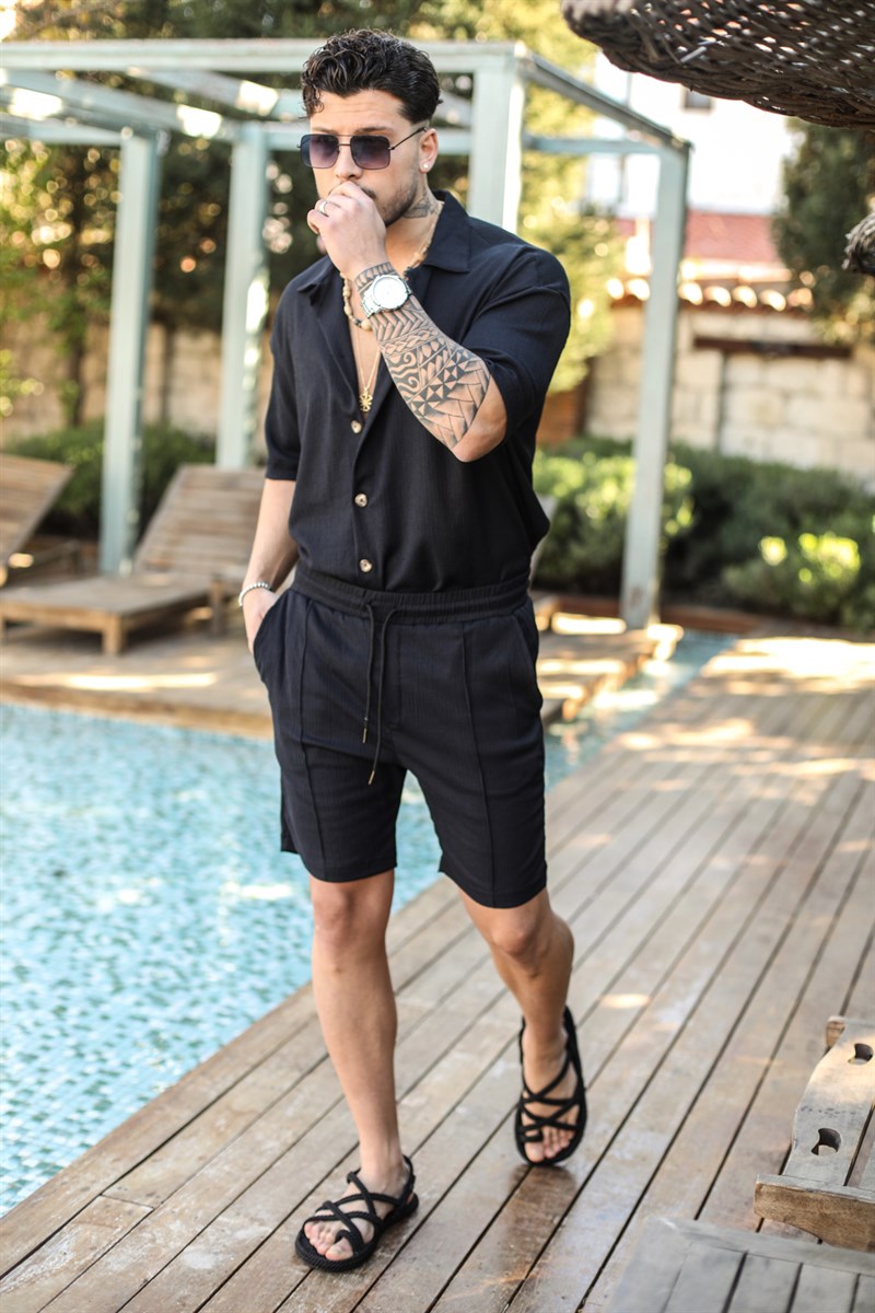 Likralı Dokulu Şort