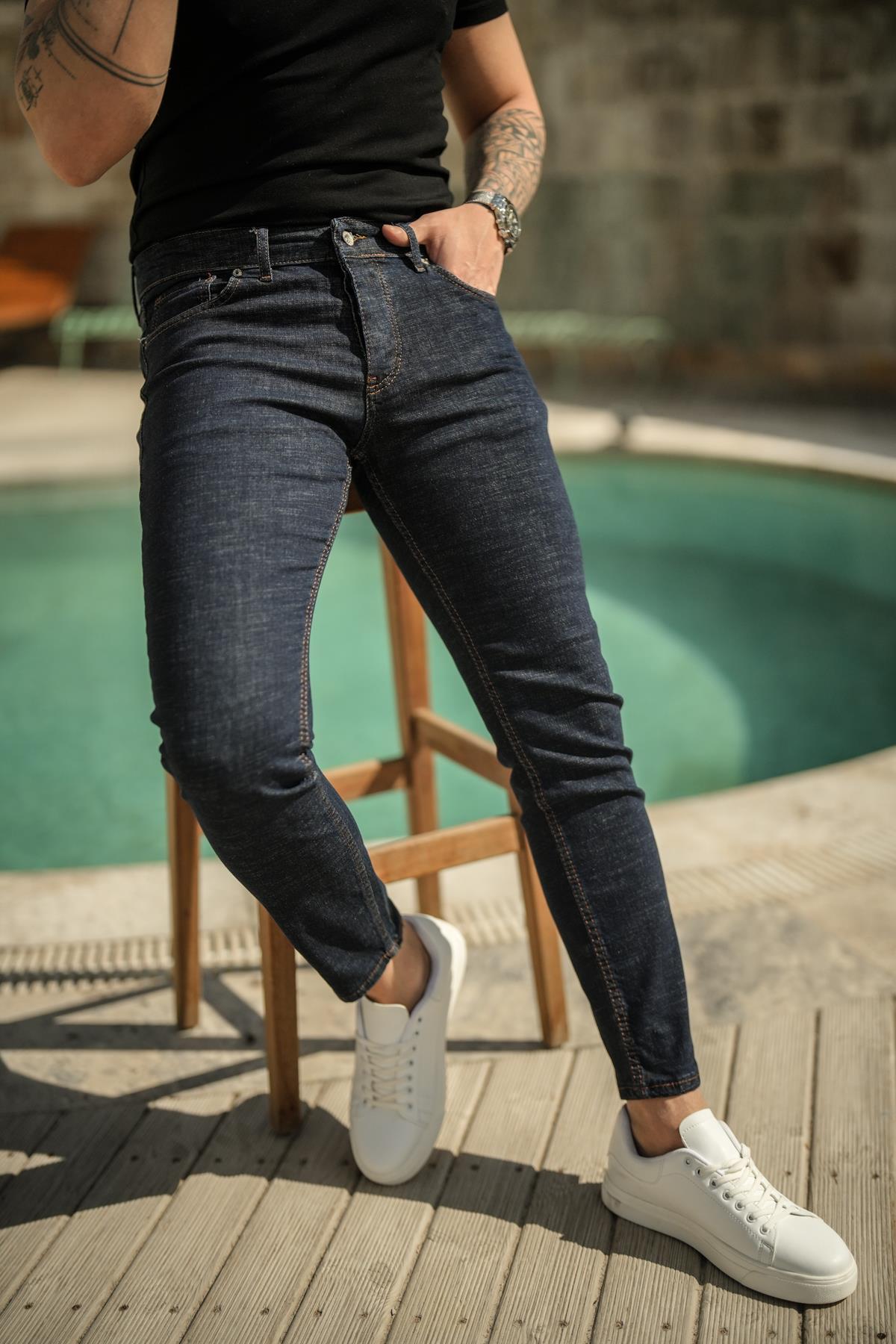 Likralı Skinny Jean Koyu Mavi