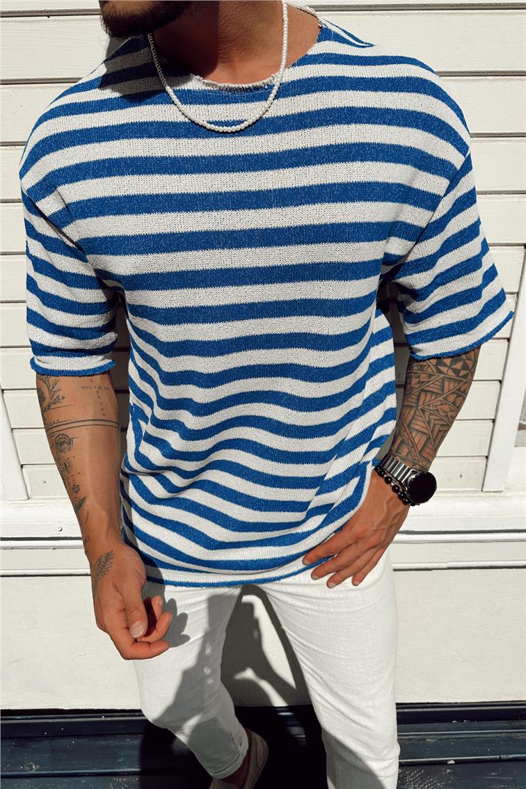 Line Fakir Kol Oversize T-Shirt Mavi