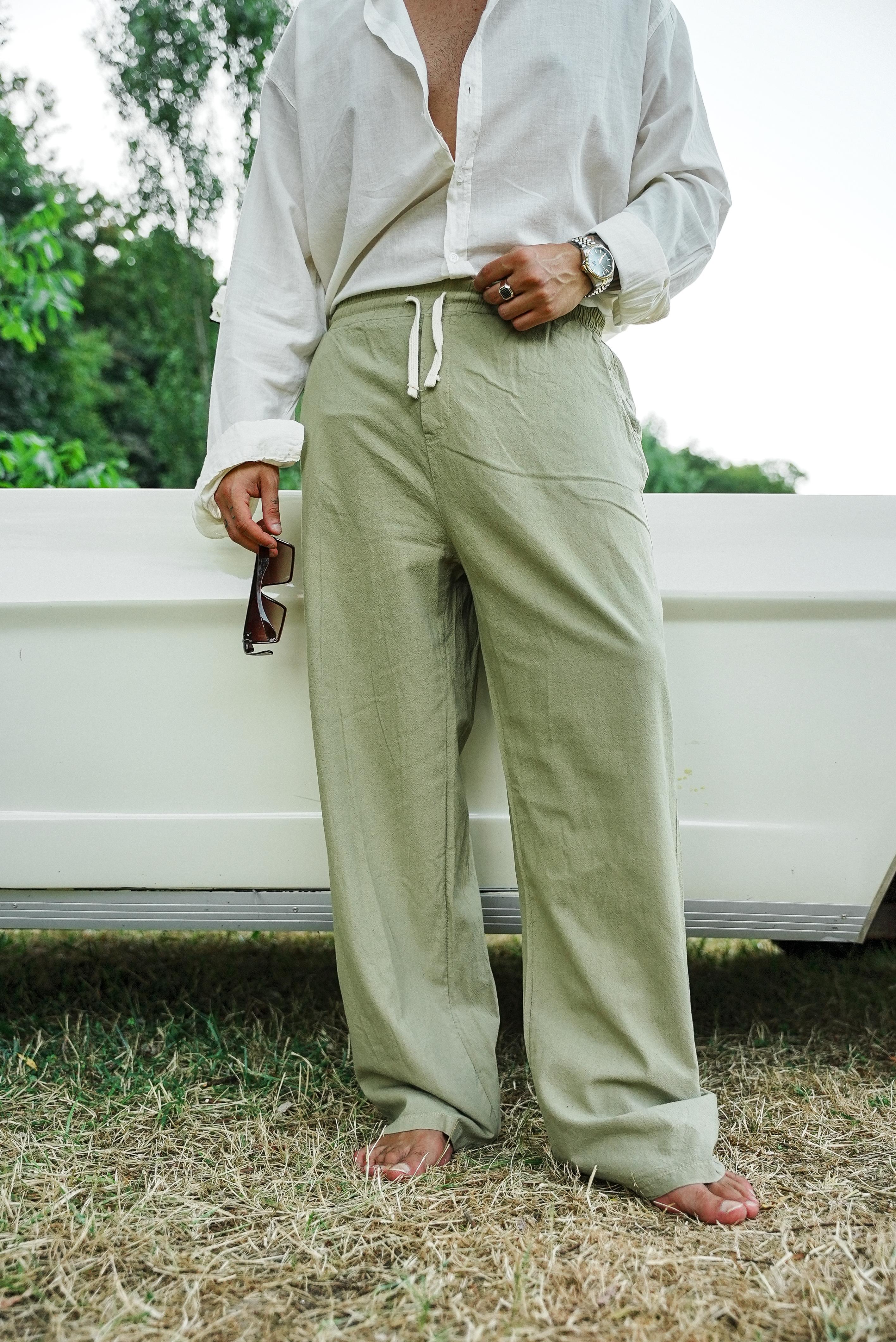 Linen Bel Bağlamalı Baggy Mint