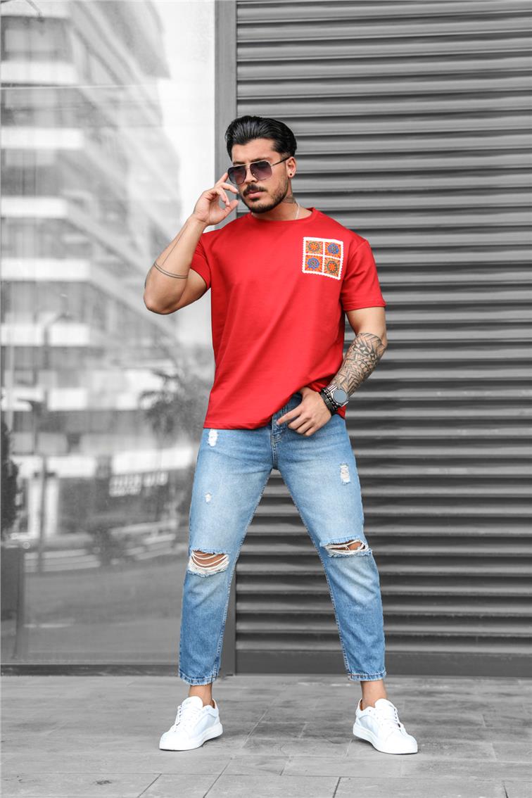 Nakış Detaylı T-Shirt Bordo
