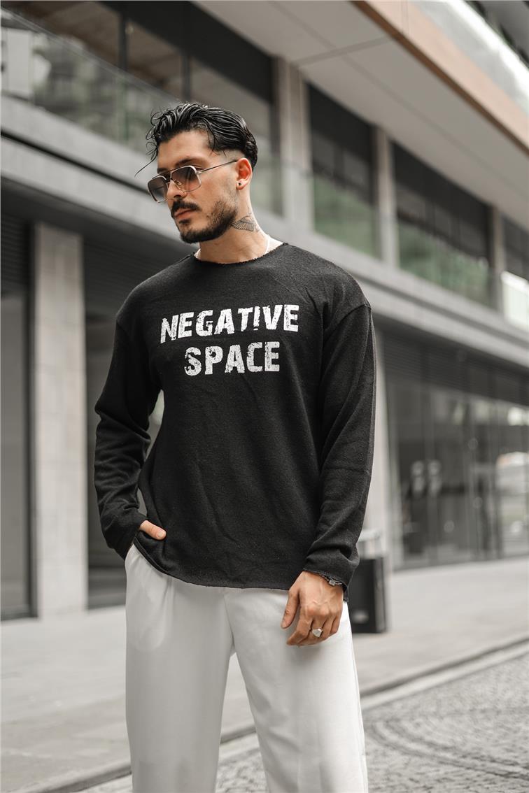 NEGATIVE SPACE Baskılı Kazak Siyah
