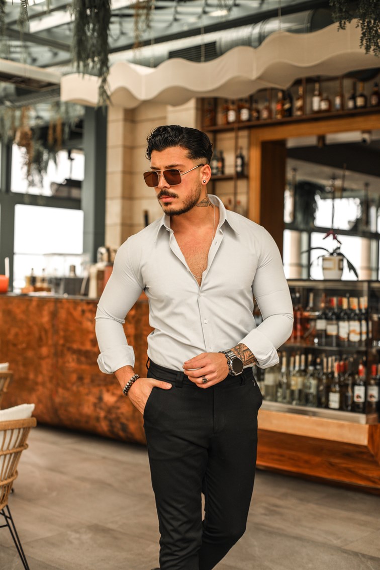Noktalı Klasik Kumaş Office Boy Gömlek