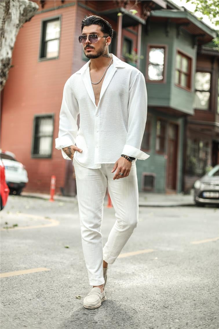 Non Iron Oversize Gömlek Beyaz
