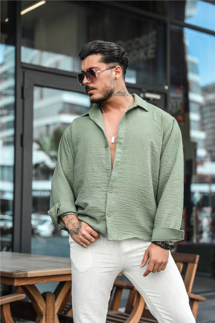 Non Iron Oversize Gömlek Haki