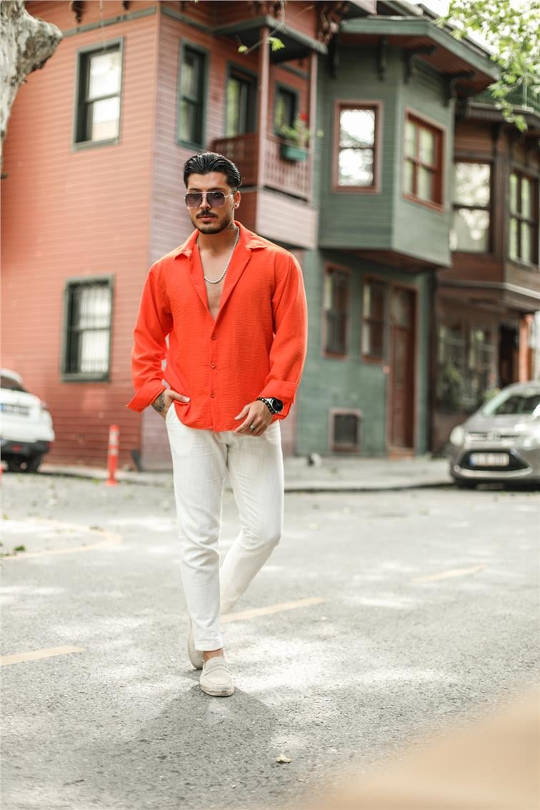 Non Iron Oversize Gömlek Kırmızı