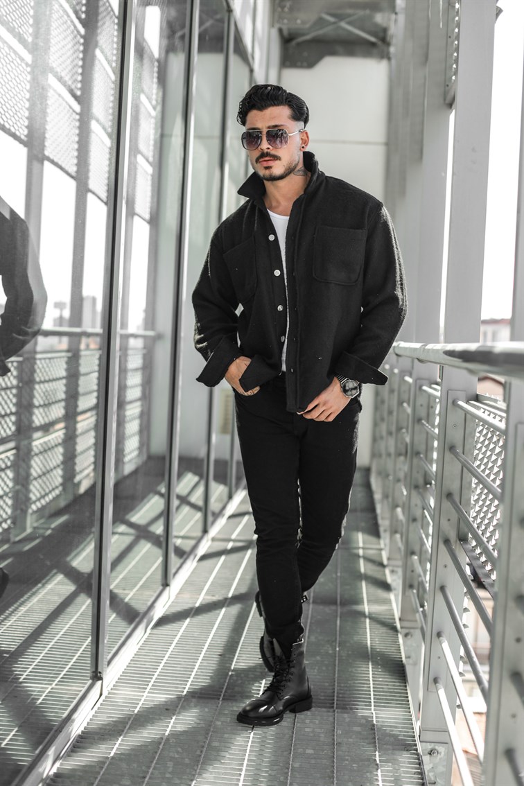 Ön Cep Detay Oversize Gömlek