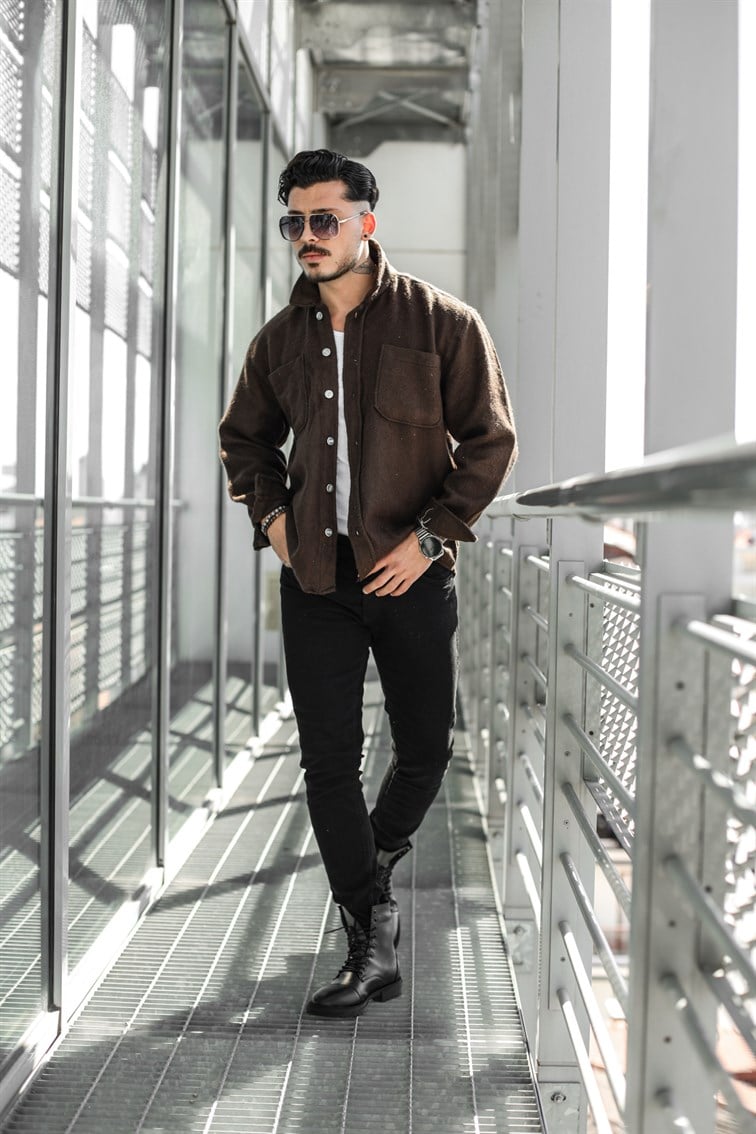 Ön Cep Detay Oversize Gömlek