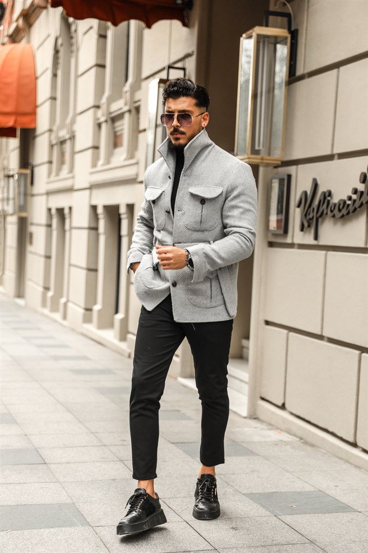 Örgü Detaylı Kuşaklı Ceket / Mont
