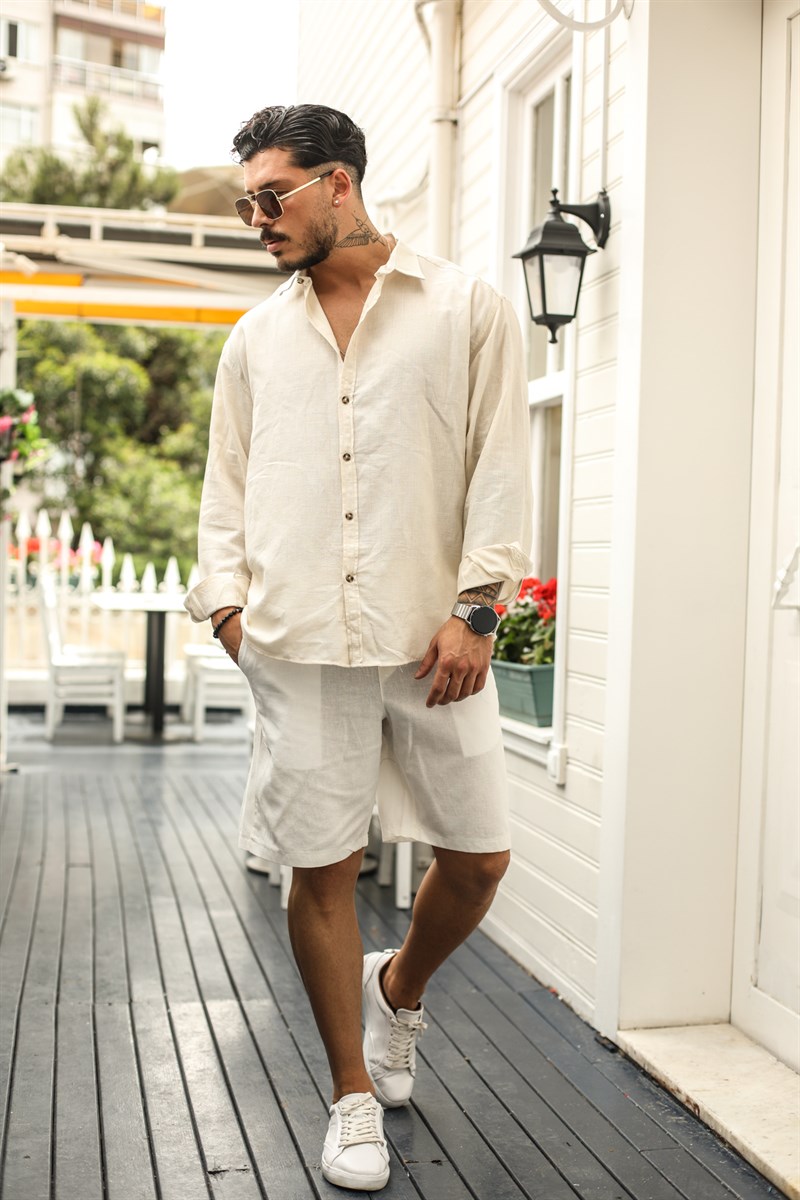 Örgülü Pamuk Oversize Gömlek