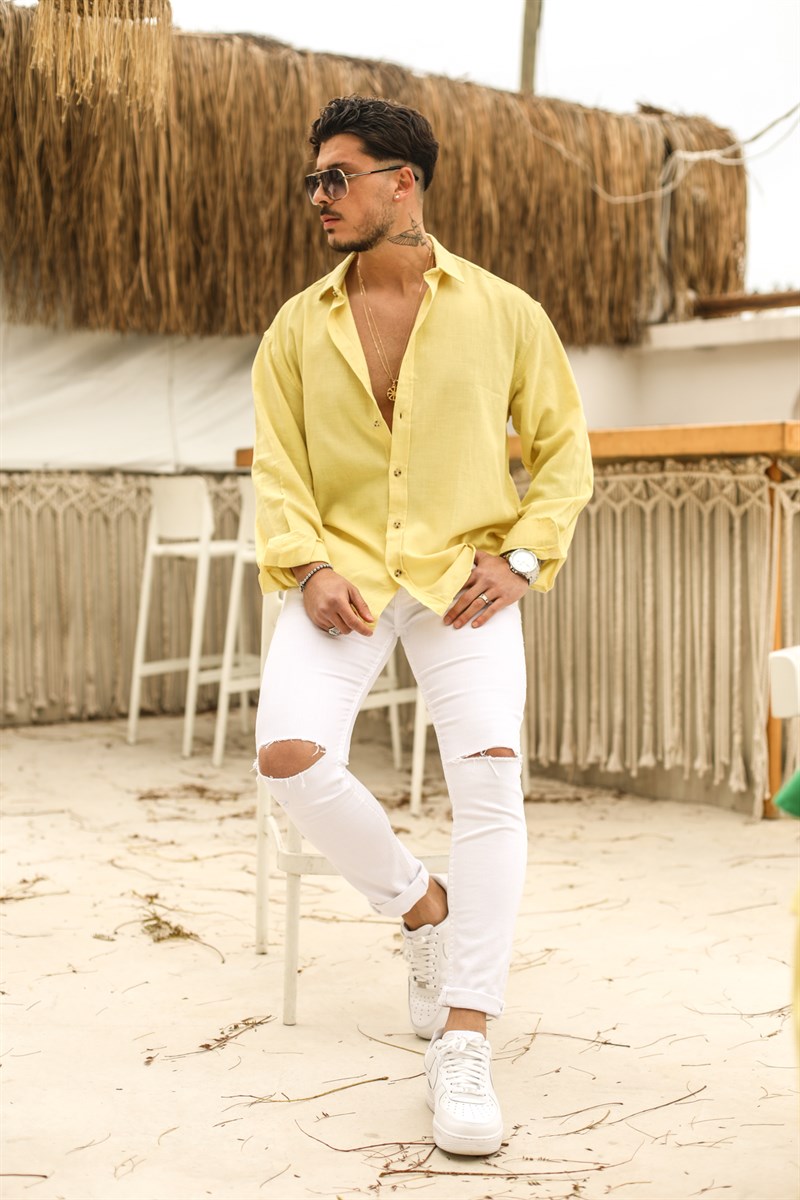 Örgülü Pamuk Oversize Gömlek